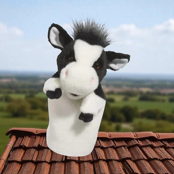 Douglas Hand Puppet Cow Arabella Plush Stuffed Animal Pretend Cuddle Toys 11" - Picture 1 of 12